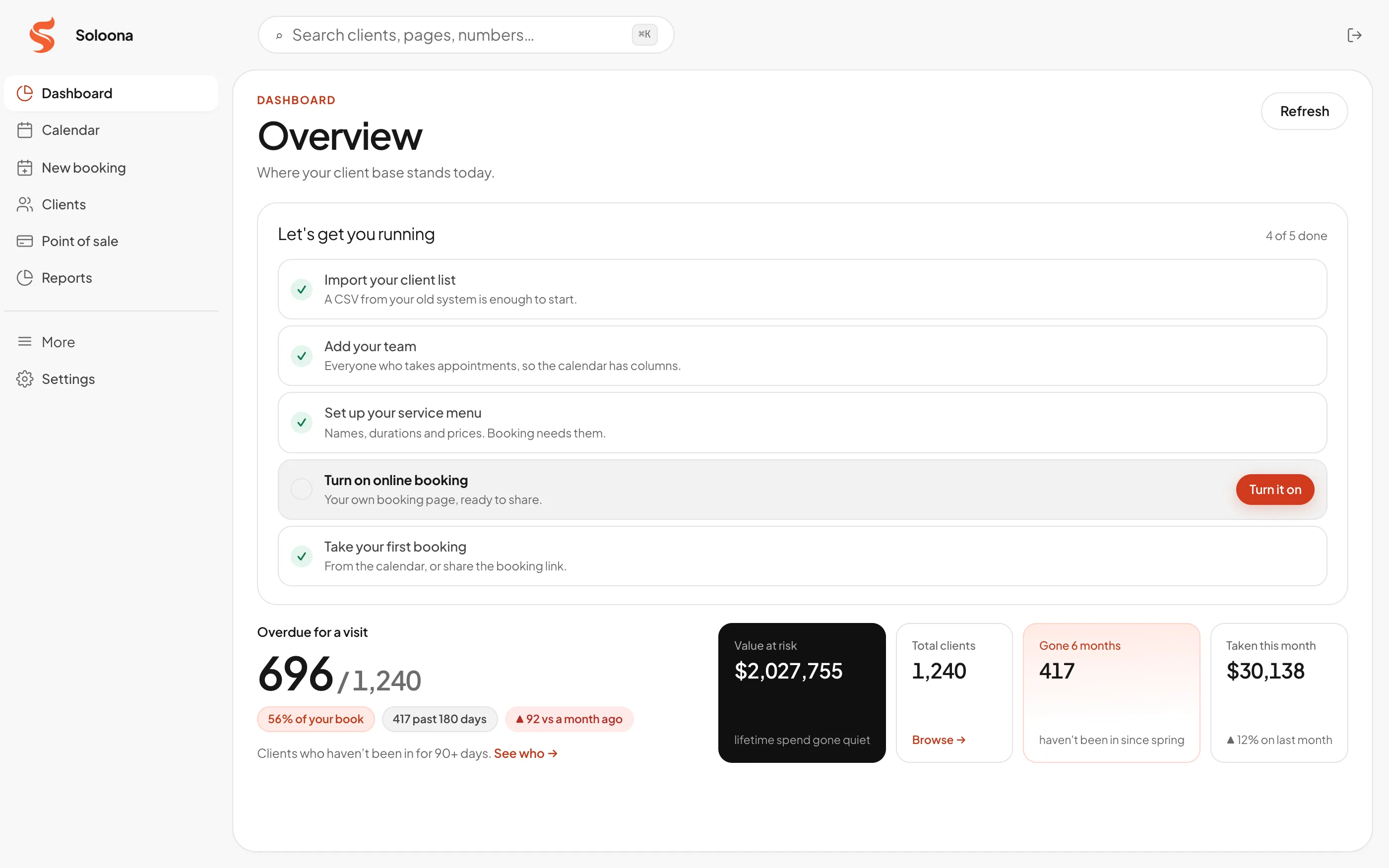 The Soloona dashboard