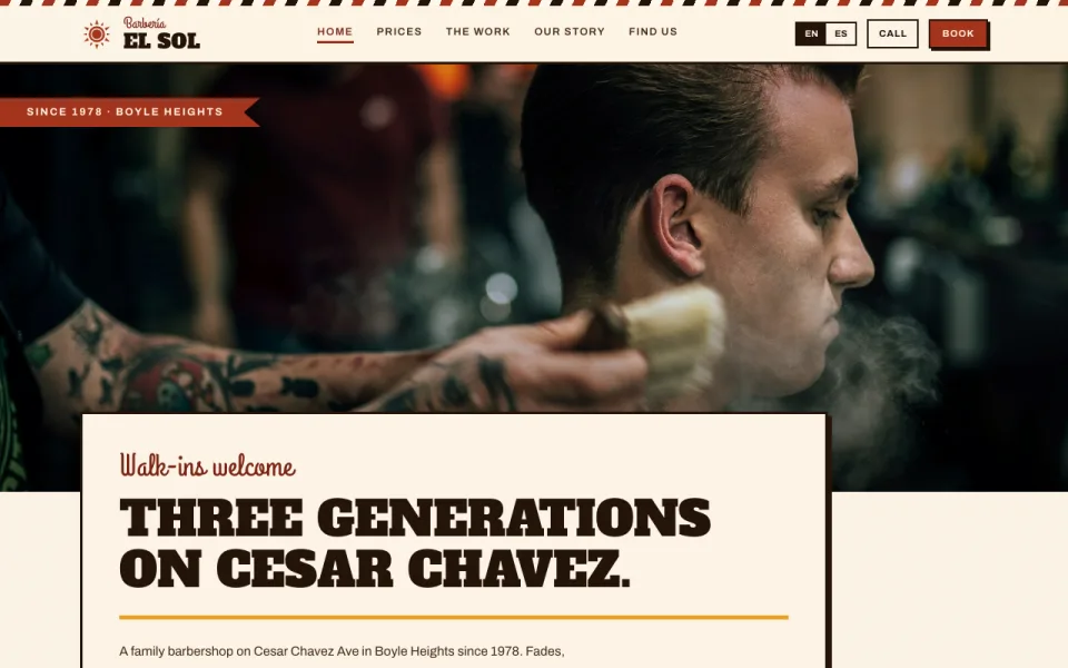 Barbería El Sol website preview